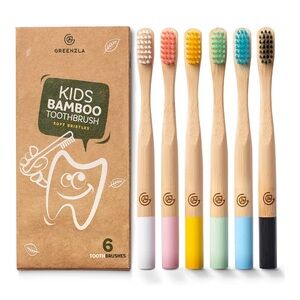 NEW 25 Greenzla Bamboo Kid Toothbrushes Soft Bristles BPA Free Compostable